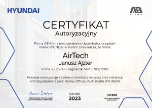 certyfikat Hyundai klimatyzacja Kielce