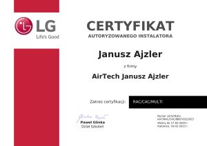 certyfikat LG klimatyzacja Kielce